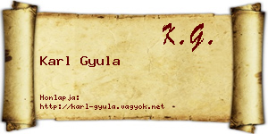 Karl Gyula névjegykártya